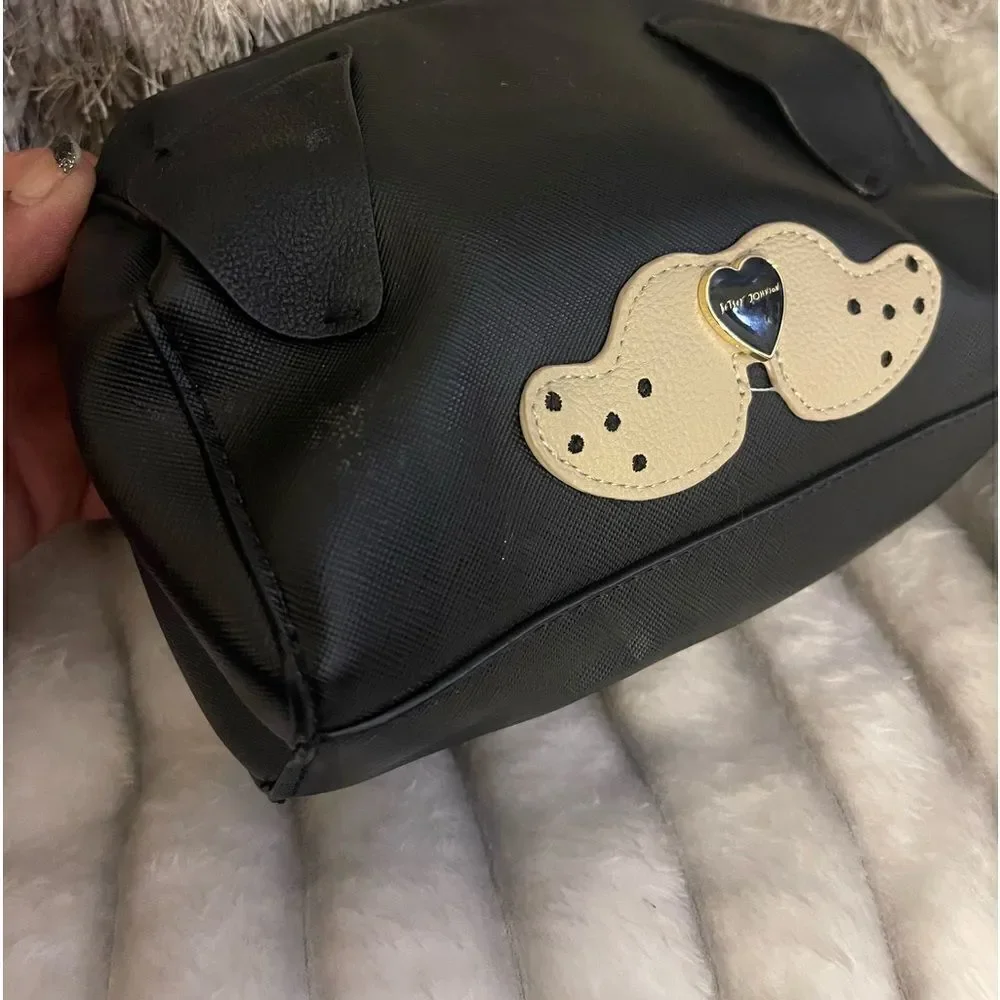 Betsey johnson small organizer makeup bag/pouch/case black white dog puppy face